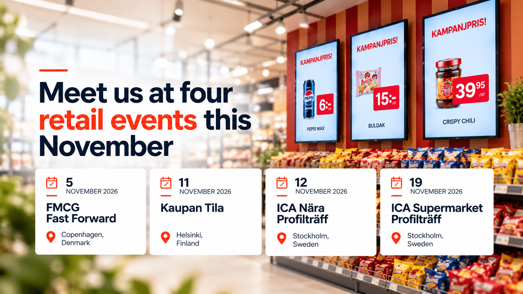 EWQ at four retail events in November 2026 in Copenhagen, Helsinki and Stockholm